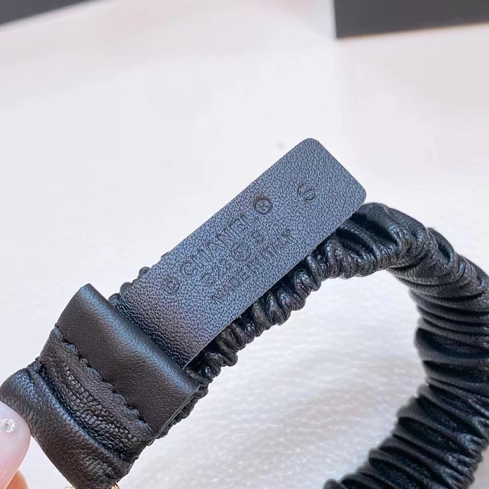 Chanel CC Women Belt Lambskin Gold-Tone Metal Strass Black