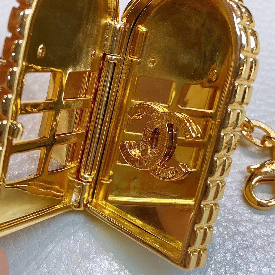 Chanel Women CC Chain Belt Metal Gold Tone Ruthenium