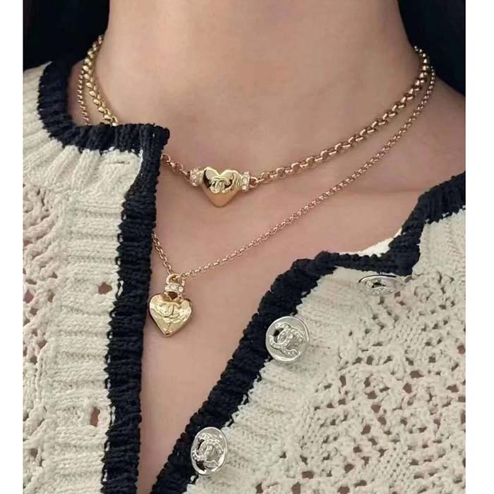 Chanel Women CC Pendant Choker Metal Strass Gold Crystal