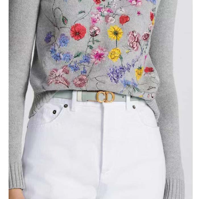 Dior CD Unisex 30 Montaigne Reversible Belt Blue White Smooth Calfskin 20 MM Width