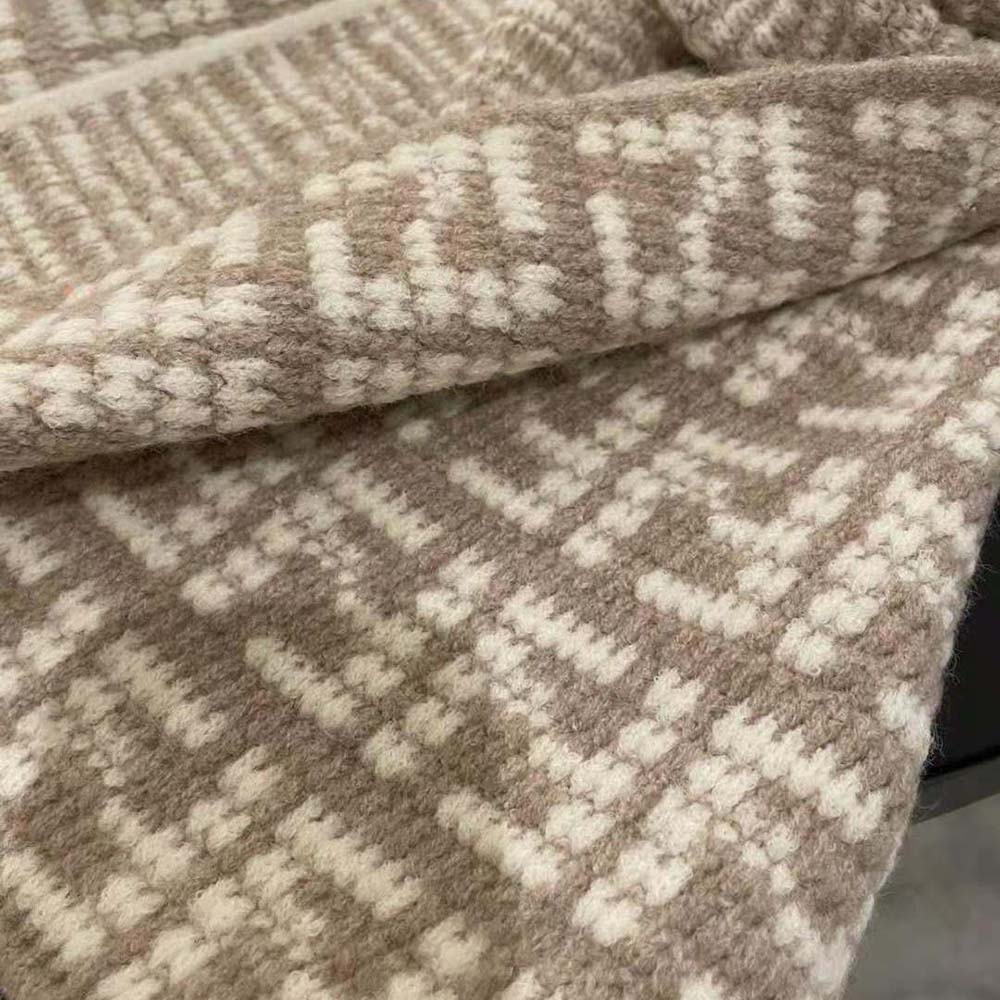 Fendi Women FF Scarf Dove Gray Cashmere Scarf