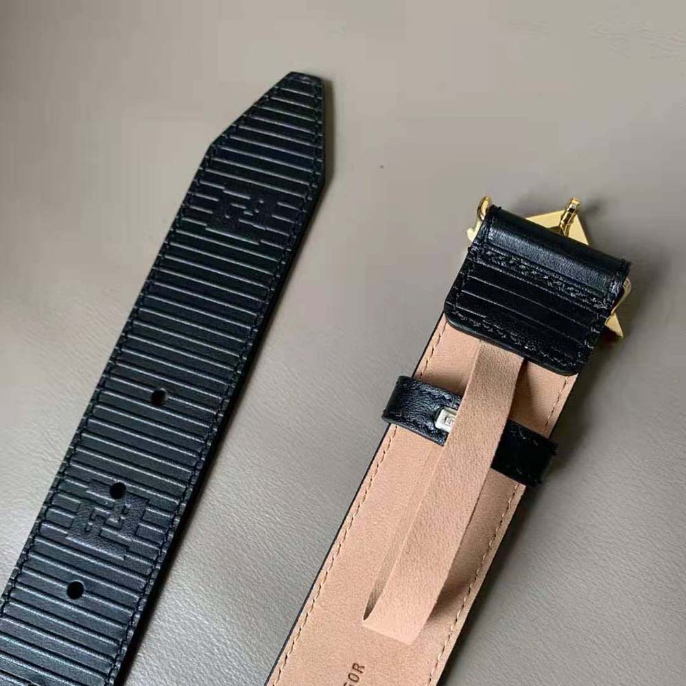 Fendi Men Black Leather Belt