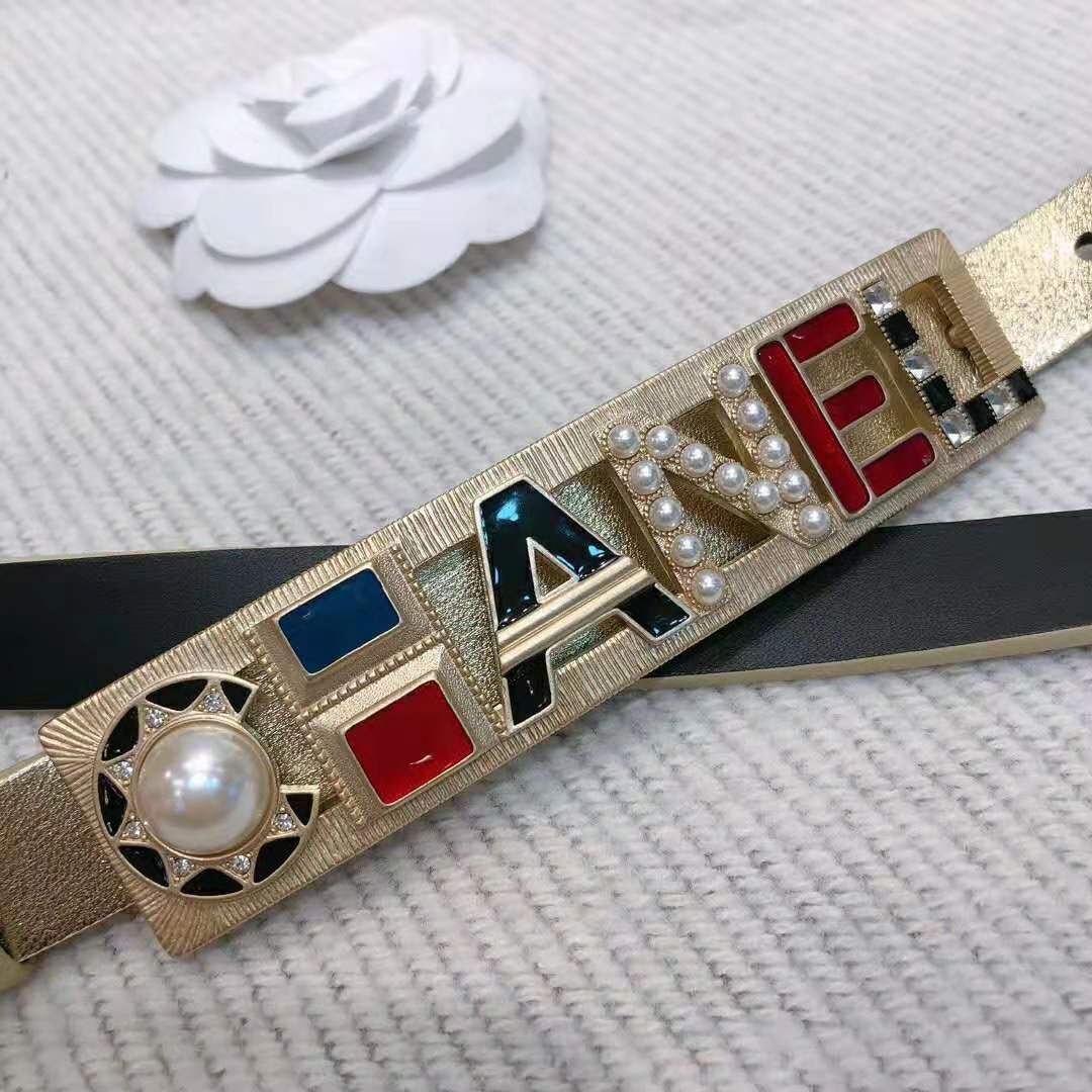 Chanel Women Goatskin & Gold-Tone Metal Belt-Gold