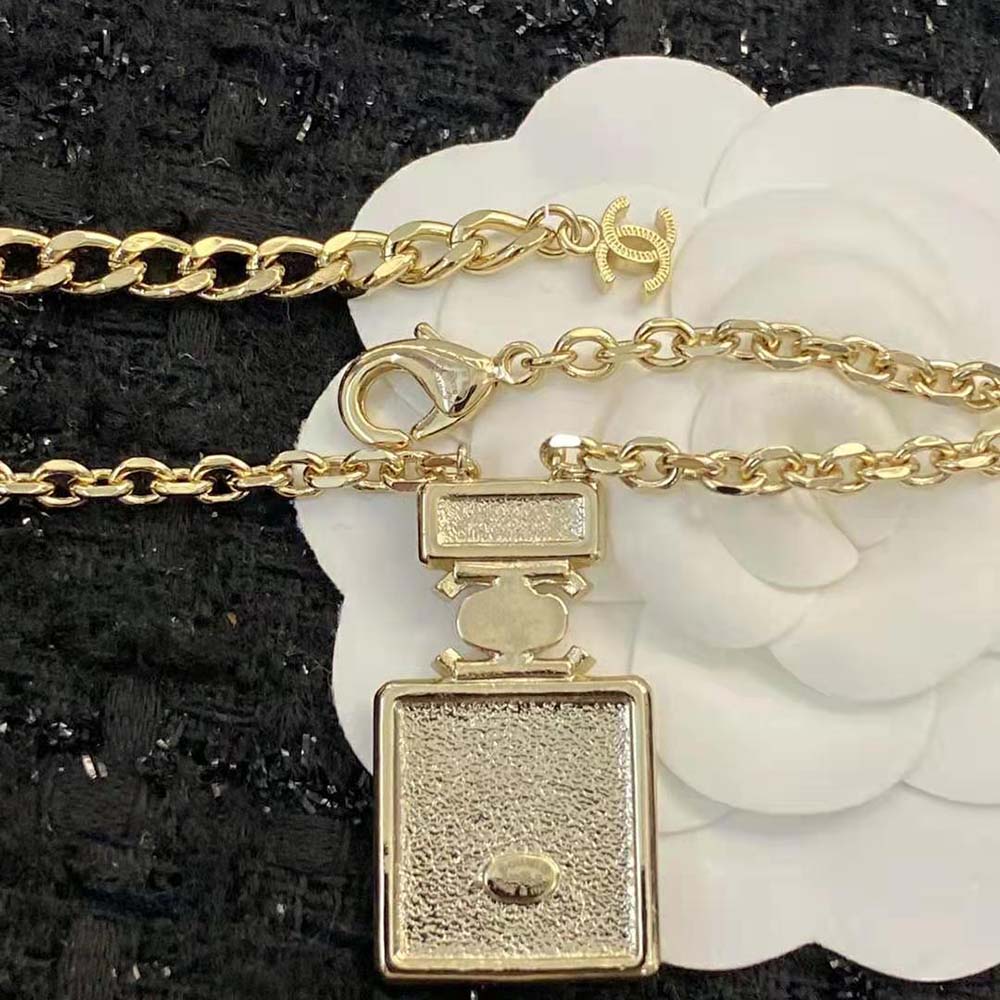 Chanel Women Long Pendant Necklace in Metal and Strass