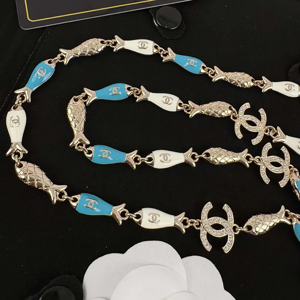 Chanel Women Long Necklace Metal Resin Strass ABF042