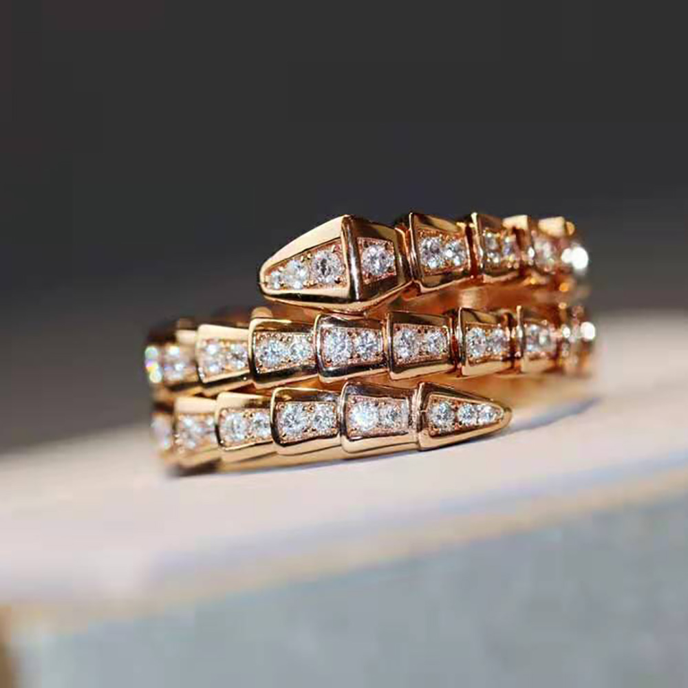 Bvlgari Women Serpenti Viper Two-coil 18 KT Rose Gold Ring