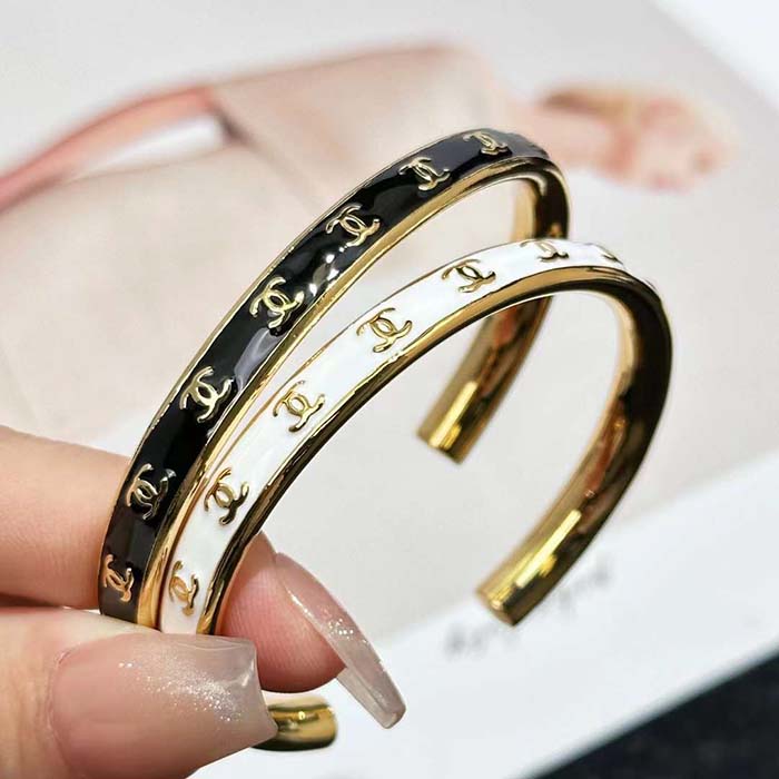 Chanel Women CC Cuff Metal Gold Black Ref. ABC986 B16125 NW383