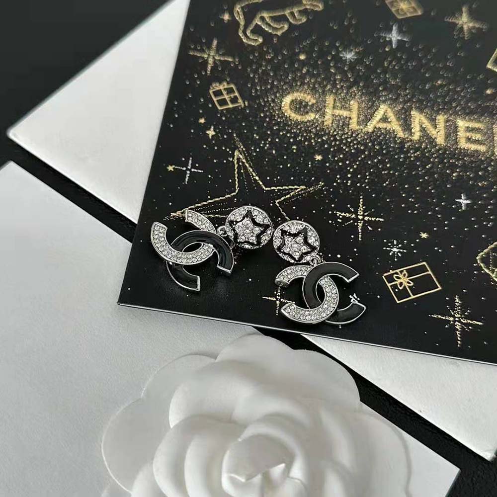 Chanel Women Pendant Earrings in Metal and Strass