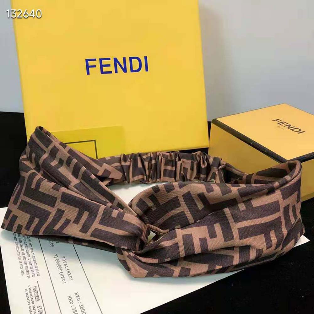 Fendi Women FF Band FF Band Brown Silk Bandeau Top