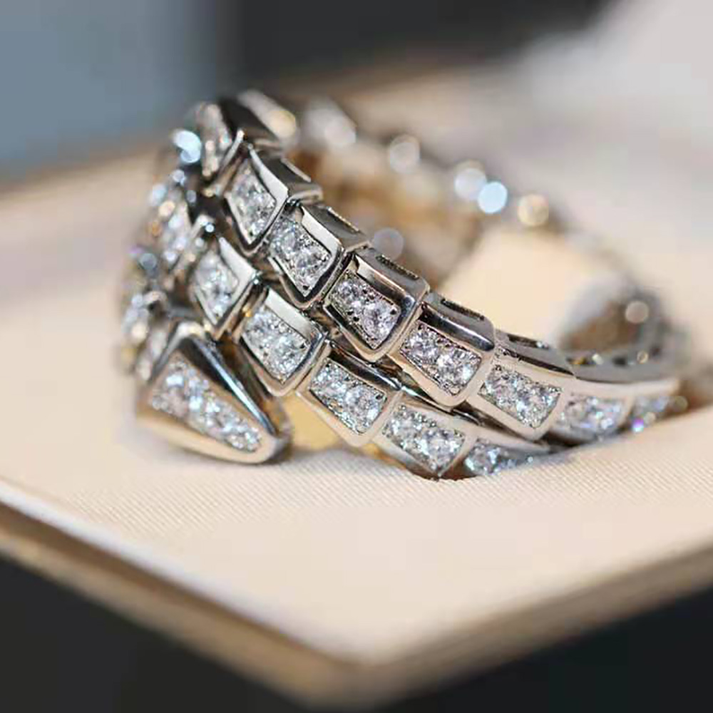Bvlgari Women Serpenti Viper Two-coil 18 KT White Gold Ring