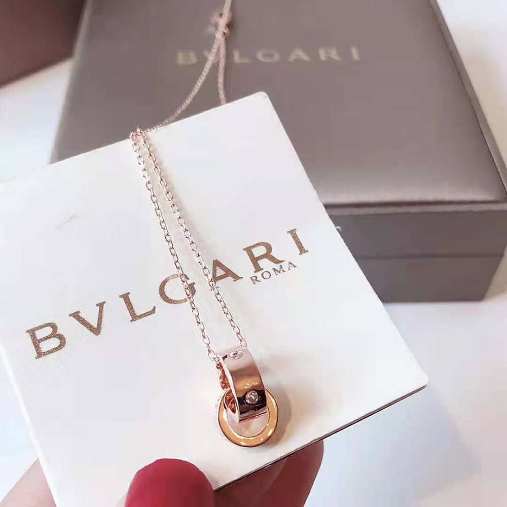 Bvlgari Women Necklace with 18 KT Rose Gold Chain