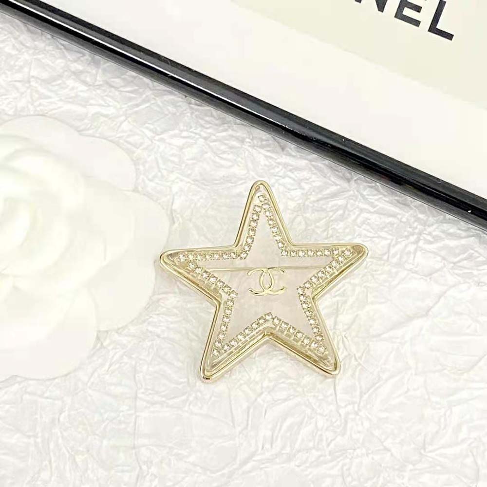 Chanel Women Brooch in Metal Resin and Diamantés