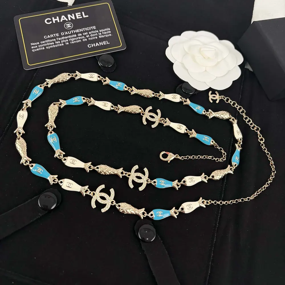 Chanel Women Long Necklace Metal Resin Strass ABF042