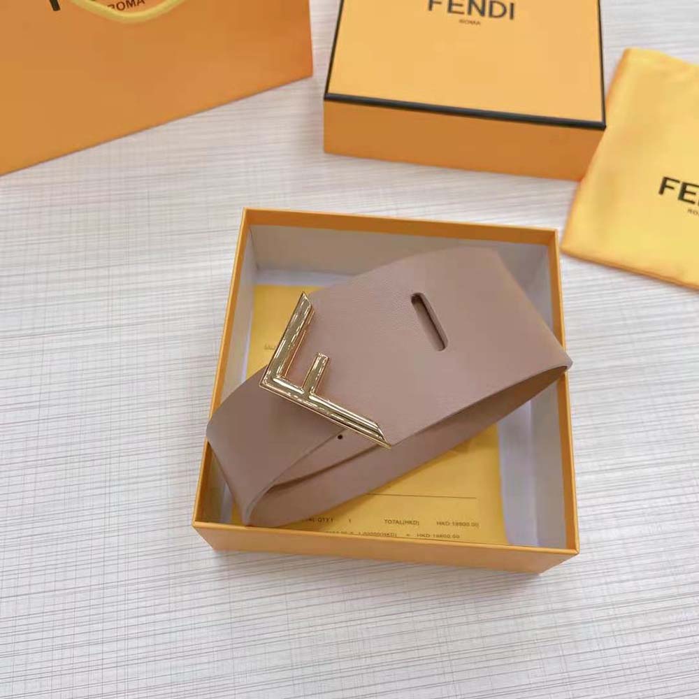 Fendi Women Beige Leather Belt