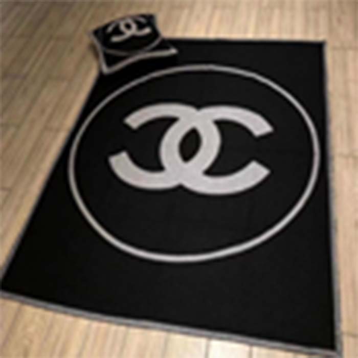 Chanel Unisex CC Cotton Wool Tweed Beige Black Multifunction Blanket Scarf