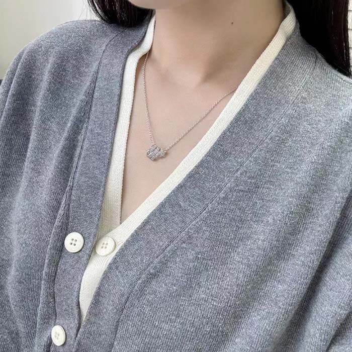 Chanel Women CC Étoile Filante Necklace 18K White Gold Diamonds