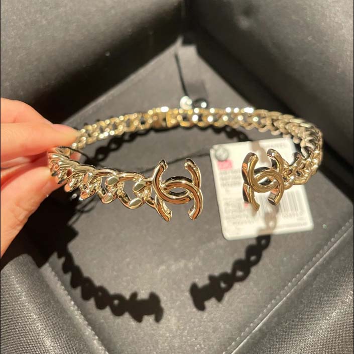 Chanel Women CC Necklace Metal Gold Ruthenium