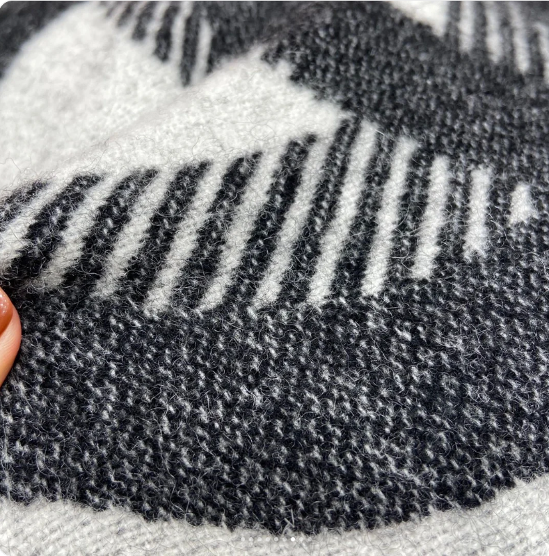 Chanel Unisex CC Cushion Cotton Wool Tweed Beige Black Multifunction