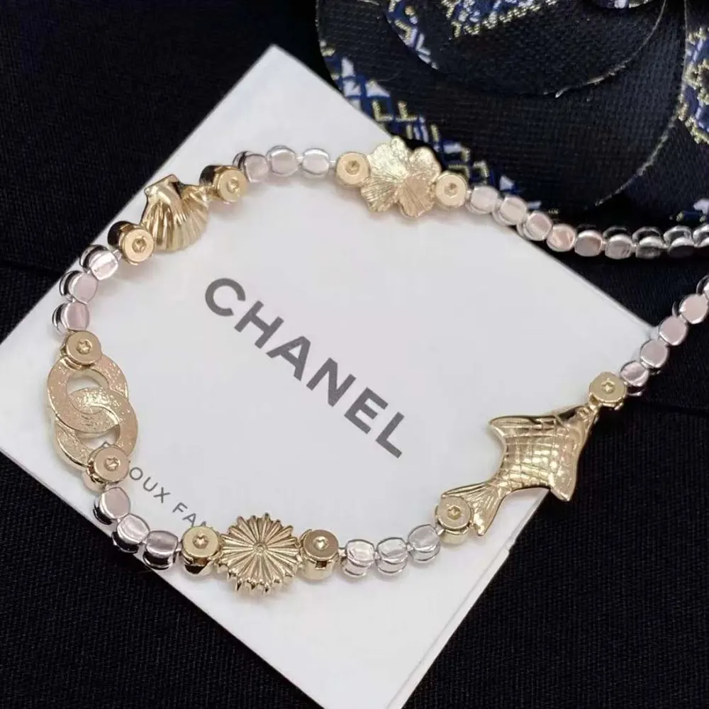 Chanel Women Necklace Metal Resin Glass Pearls & Strass