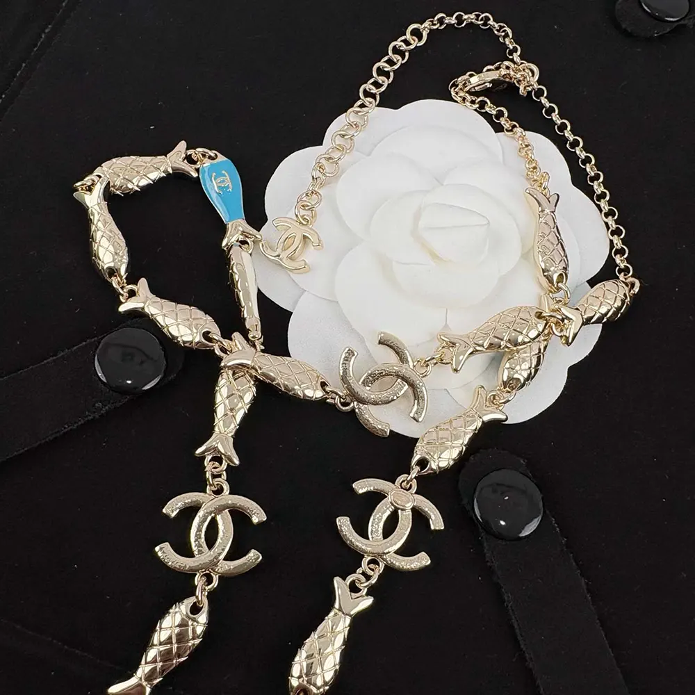 Chanel Women Long Necklace Metal Resin Strass ABF042