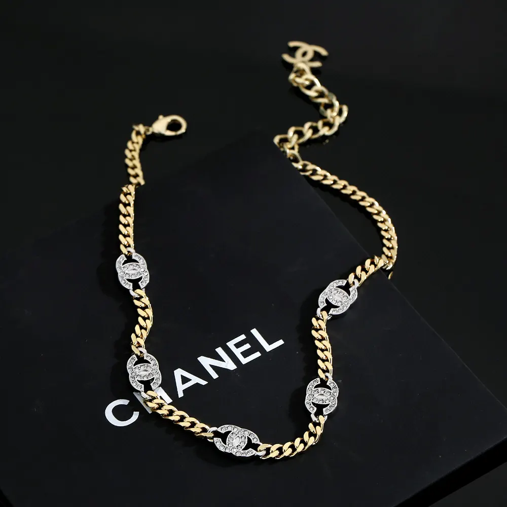Chanel Women Choker Metal & Strass Gold Silver & Crystal AB6444