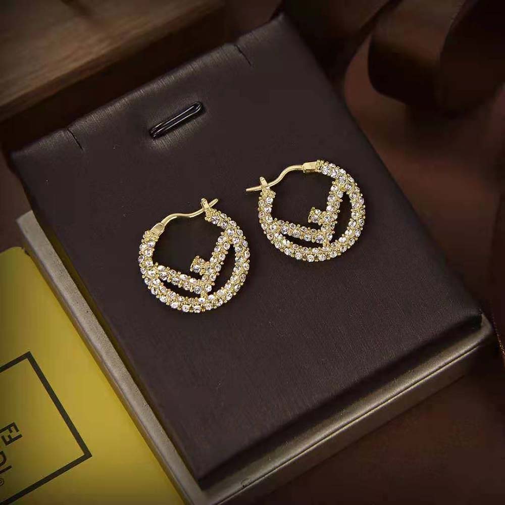 Fendi Women Hoop Earrings with F is Fendi Motif