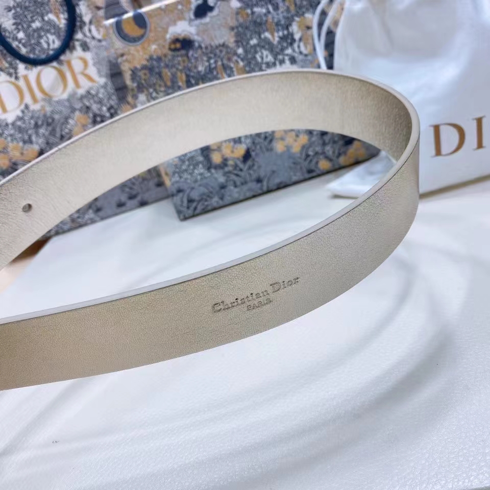 Dior CD Women 30 Montaigne Reversible Belt Gold-Tone Latte Smooth Calfskin 20 MM