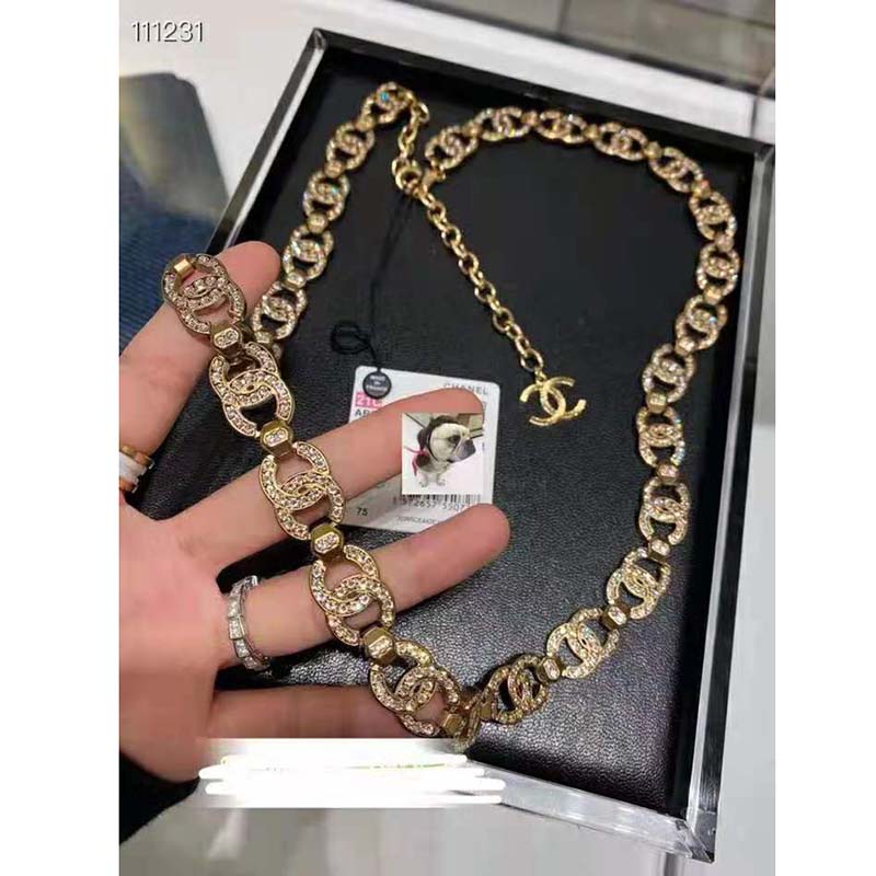 Chanel Women Metal & Strass Gold & Crystal Belt