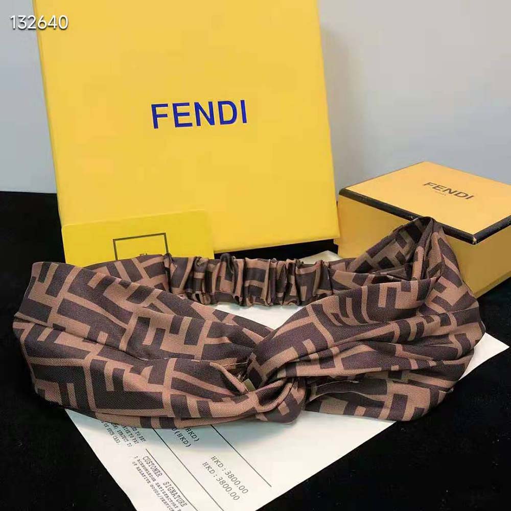 Fendi Women FF Band FF Band Brown Silk Bandeau Top