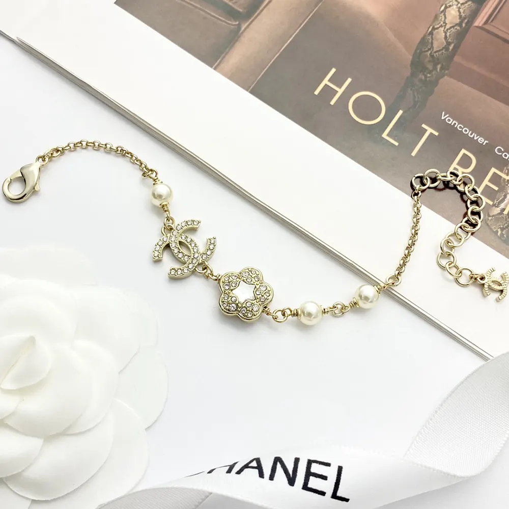 Chanel Women Bracelet Metal Glass Pearls Strass ABF382