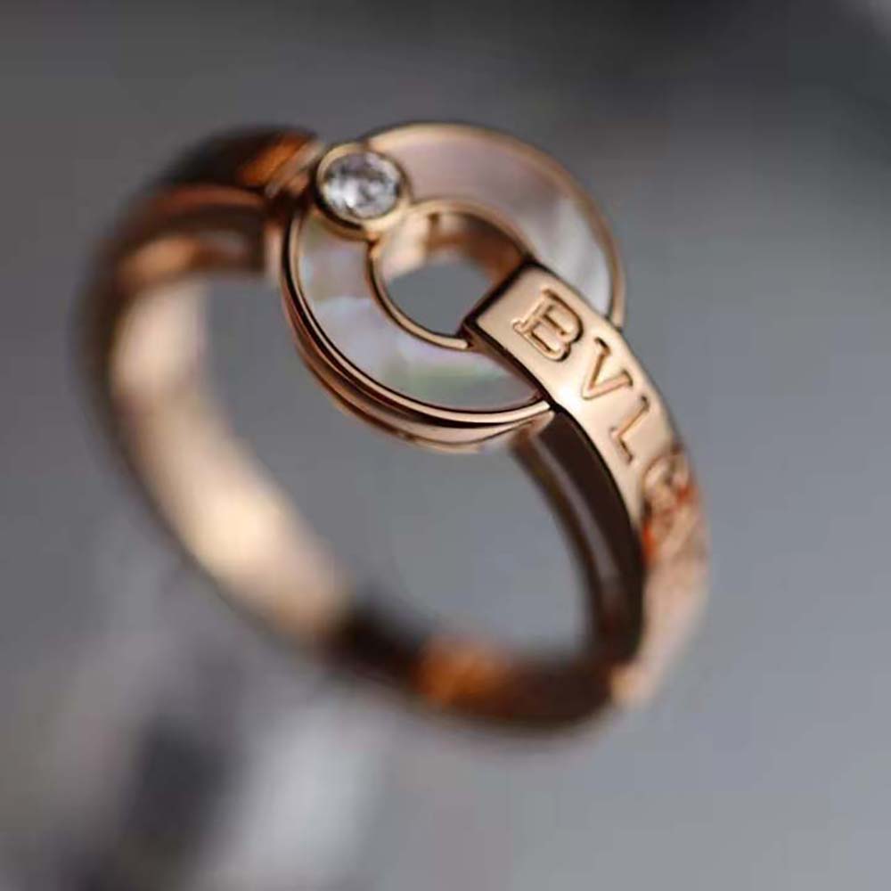 Bvlgari Women Openwork 18 KT Rose Gold Ring