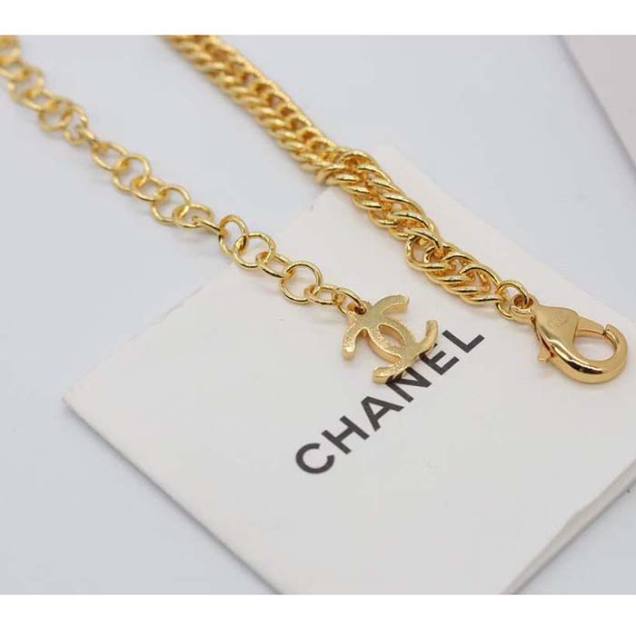 Chanel Women CC Chain Belt Metal Gold Blue Ref. ABC749 B15375 NU456