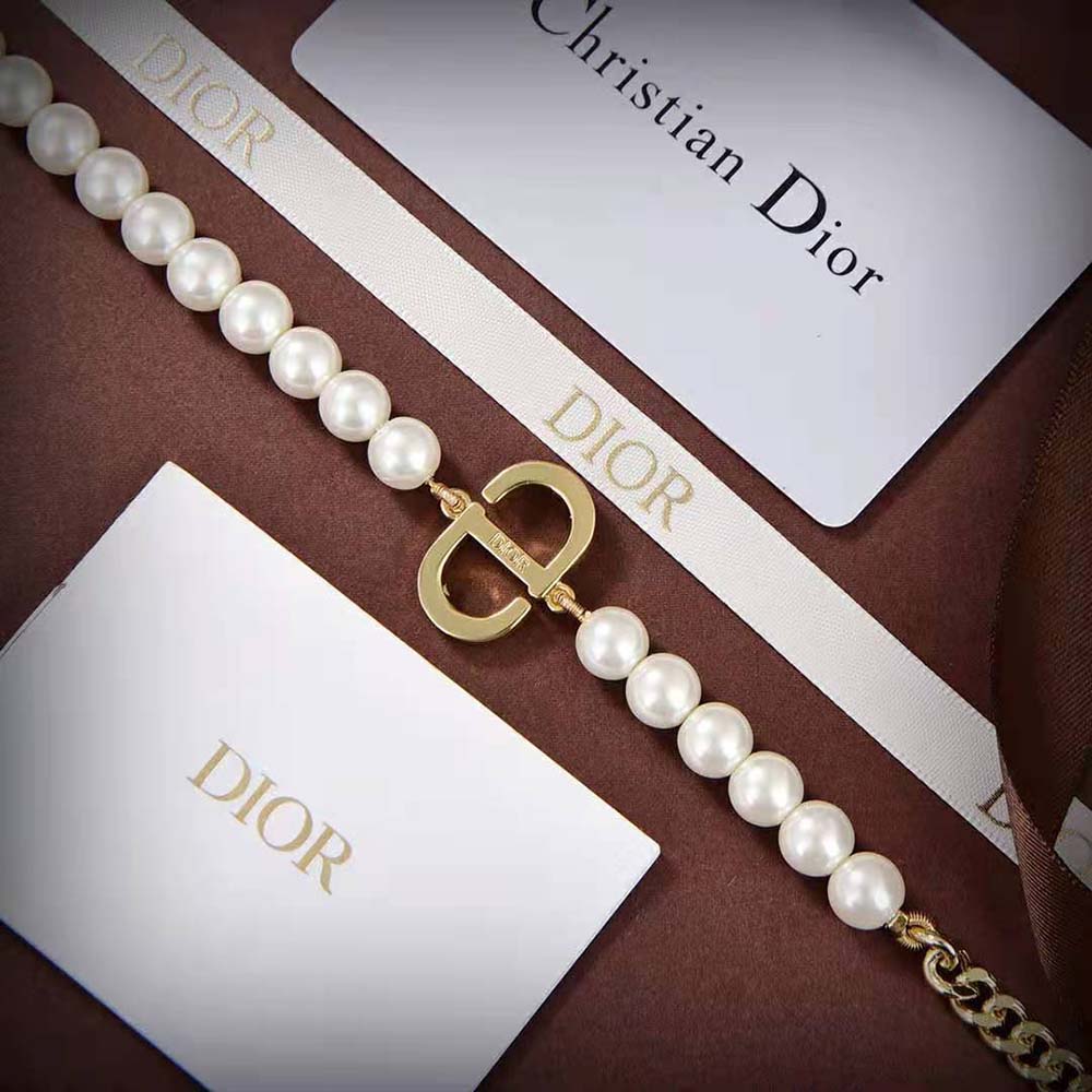 Dior Women 30 Montaigne Long Necklace Gold-Finish Metal and Silver-Tone Crystals