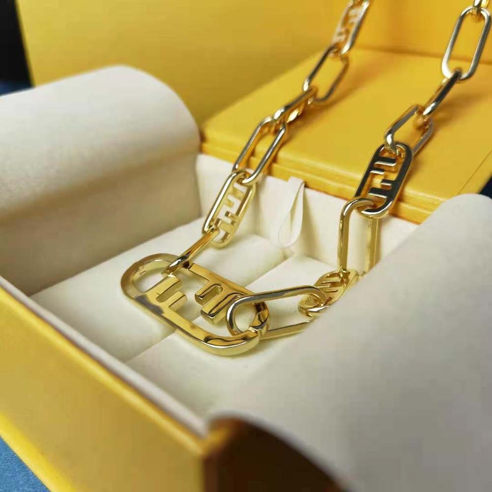 Fendi Women Necklace with Fendi OLock Mesh and Oval Clip