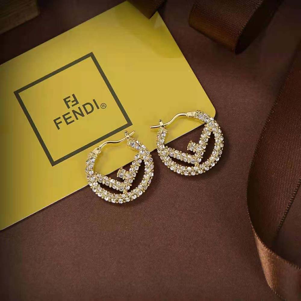 Fendi Women Hoop Earrings with F is Fendi Motif