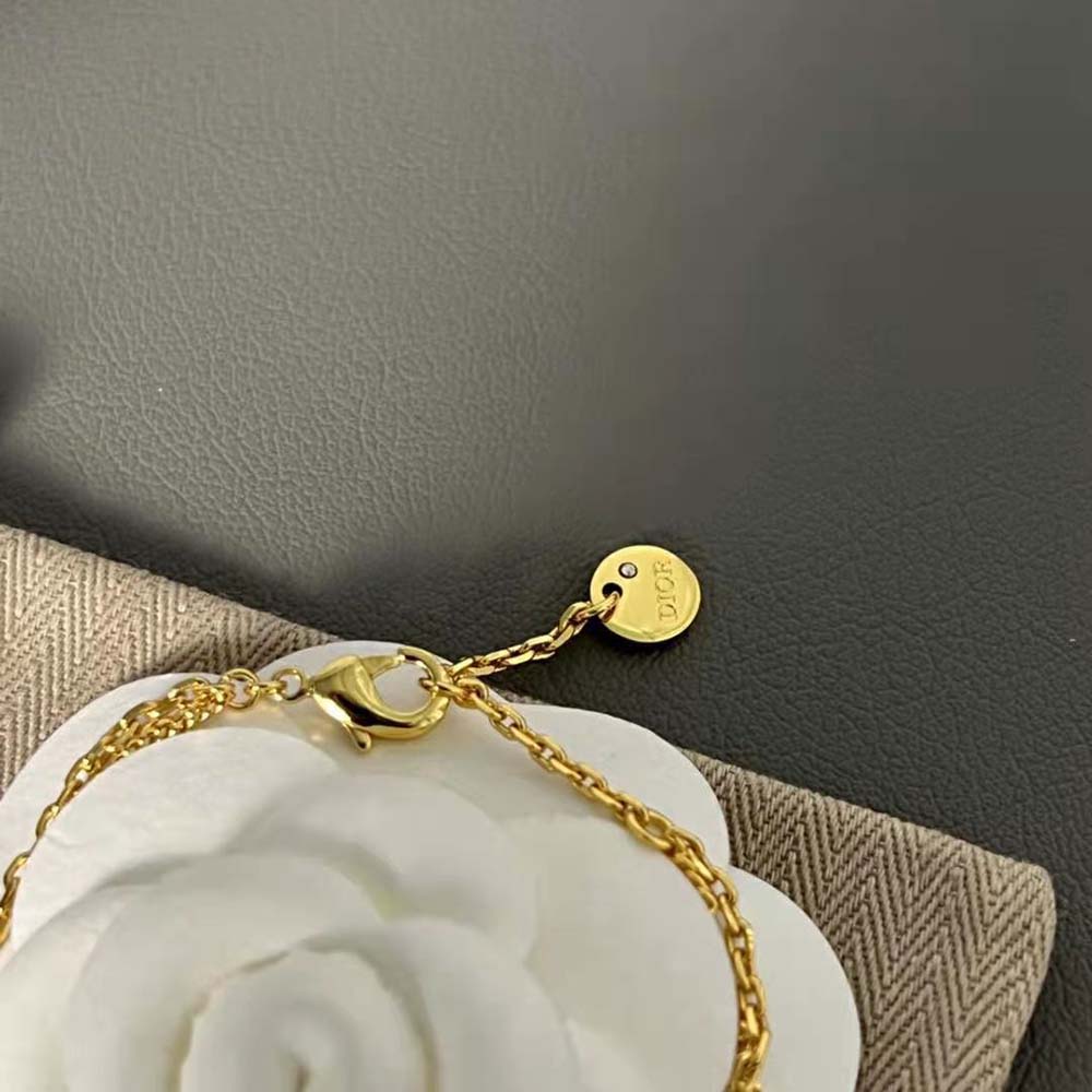 Dior Women 30 Montaigne Long Necklace Gold-Finish Metal and White Crystals