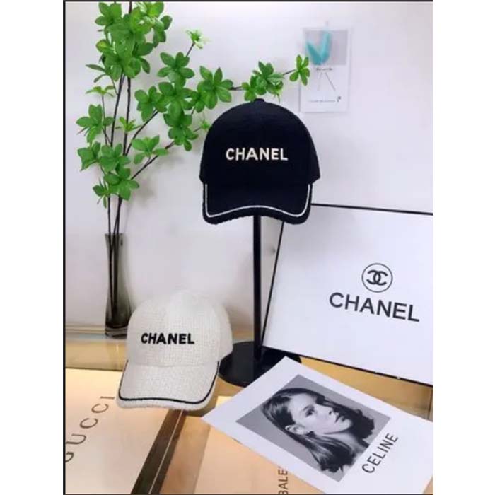 Chanel Unisex CC One Size Black White Cotton Hat