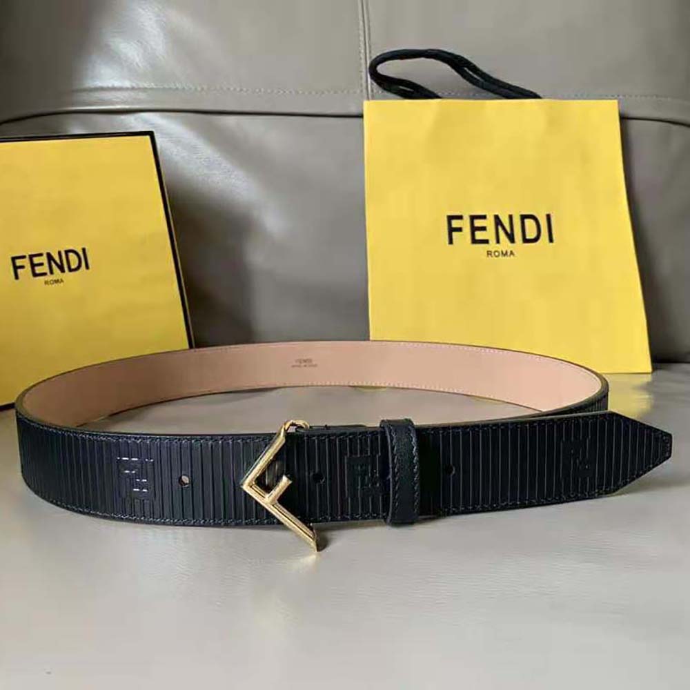 Fendi Men Black Leather Belt