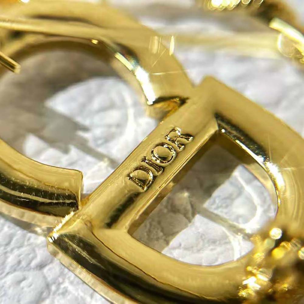 Dior Women Clair D Lune Brooch Gold-Finish Metal and White Crystals