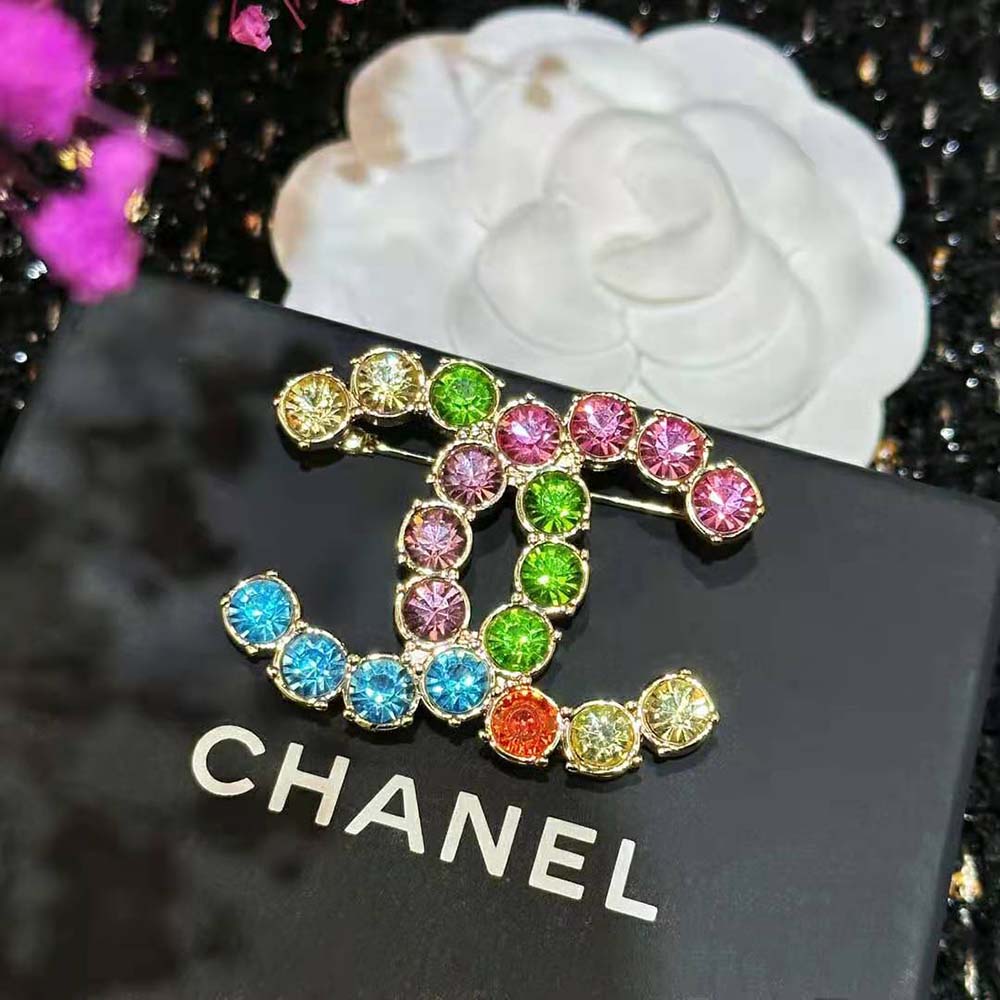 Chanel Women Brooch in Metal and Diamantés