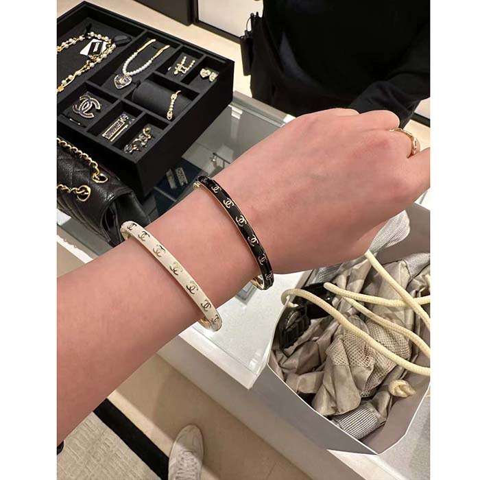 Chanel Women CC Cuff Metal Gold Black Ref. ABC986 B16125 NW383