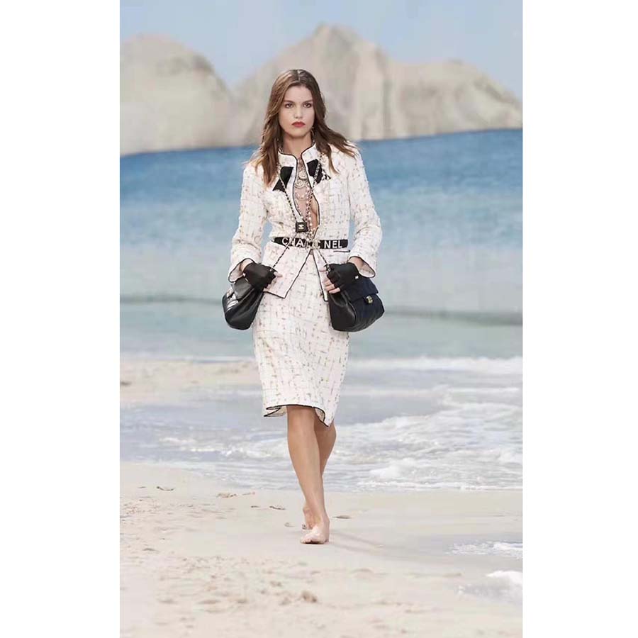 Chanel Women Goatskin & Gold-Tone Metal Belt-Black