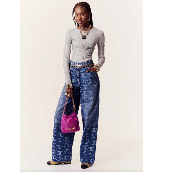 Chanel Women CC Chain Belt Lambskin Gold-Tone Metal Strass Black