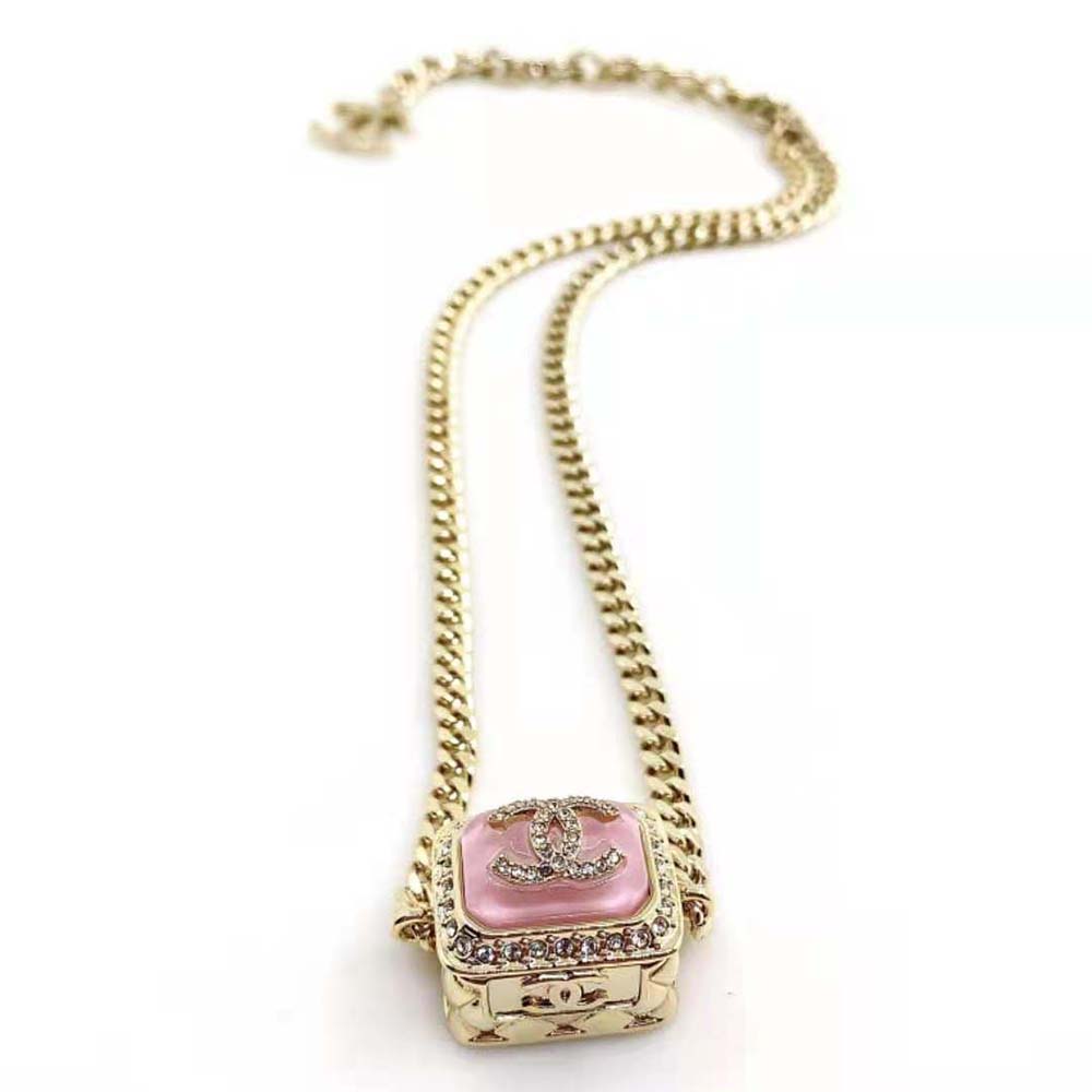 Chanel Women Pendant Necklace in Metal Resin and Strass