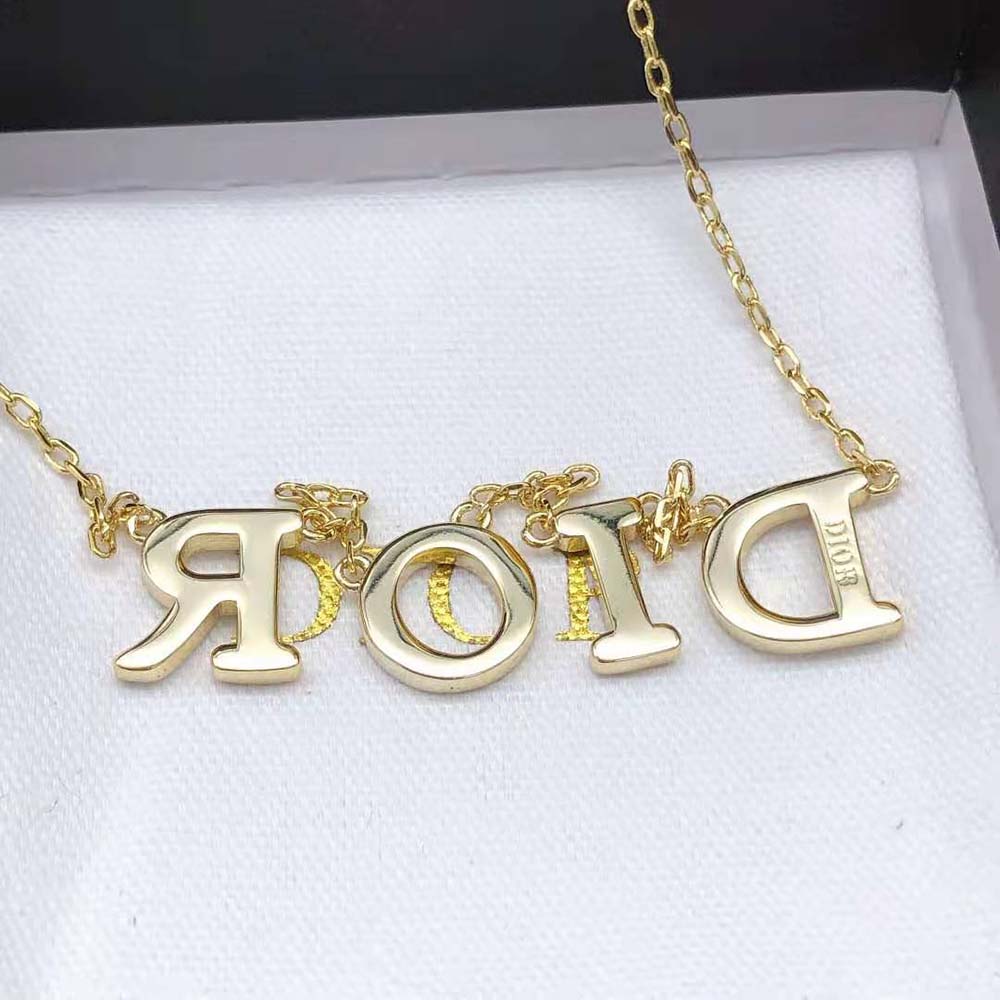 Dior Women Dio(r)evolution Necklace Gold-Finish Metal and White Lacquer