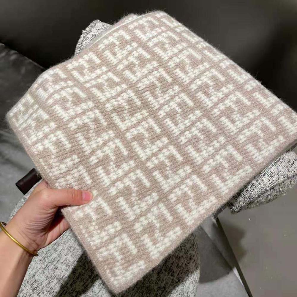 Fendi Women FF Scarf Dove Gray Cashmere Scarf