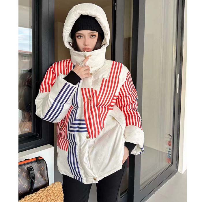 Louis Vuitton Women LV SKI LV Stripes Puffer Jacket Monogram Jacquard Polyamide White