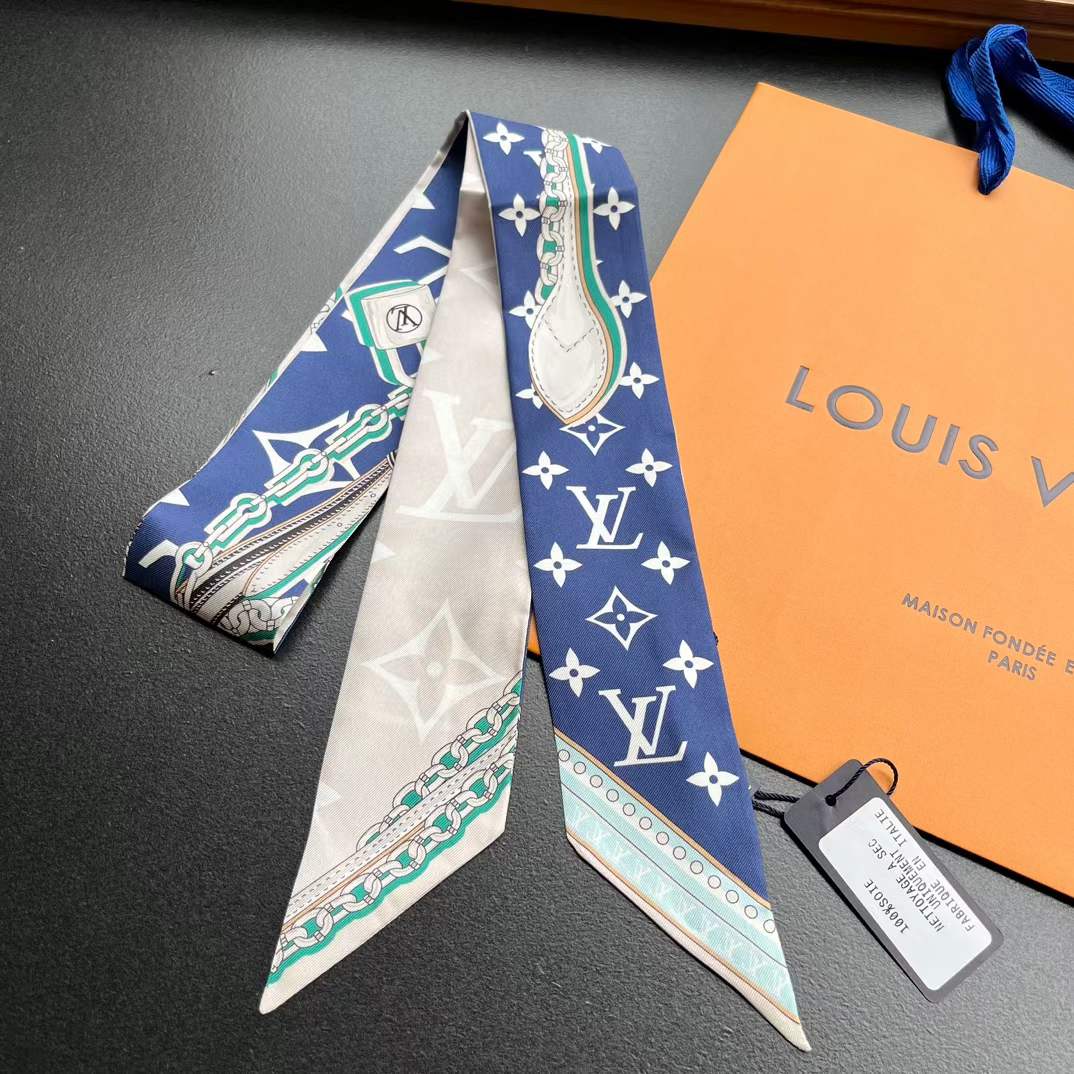 Louis Vuitton Women LV Ultimate Monogram Bandeau Navy Blue Silk Inkjet Print M77778