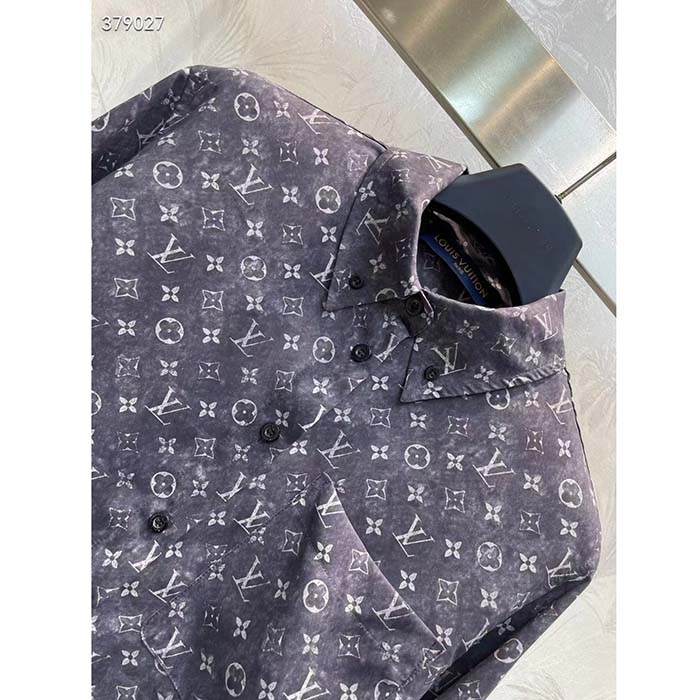 Louis Vuitton Women LV Monogram Cloud Shirt Silk Dark Grey Regular Fit