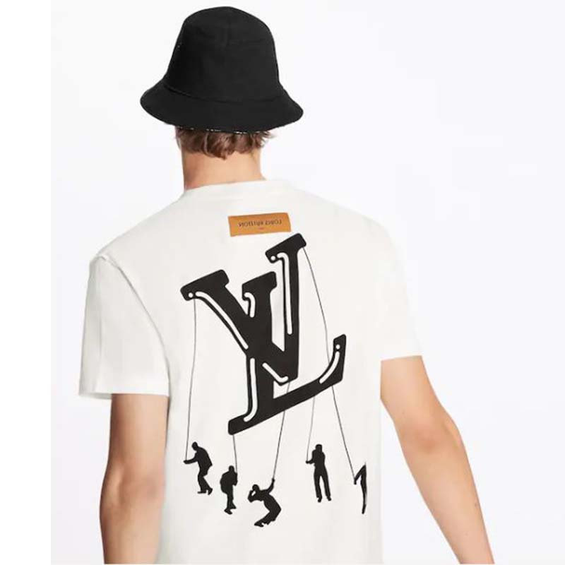 Louis Vuitton Men Floating LV Printed T-Shirt Cotton White Slim Fit